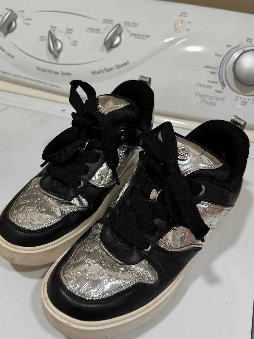 MK Metallic Silver & Black Platform Sneaker - Michael Kors